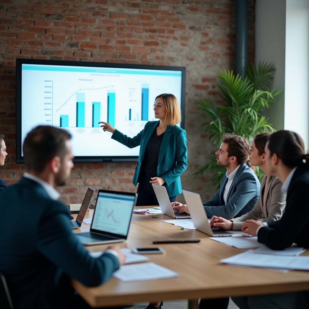 Корпоративная команда финансового отдела на обучающей сессии