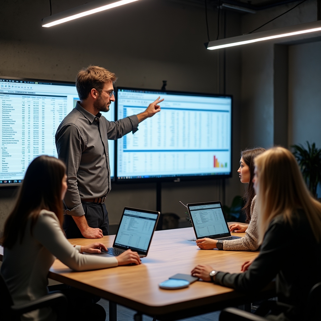 Участники работают над финансовыми моделями в ходе интенсива